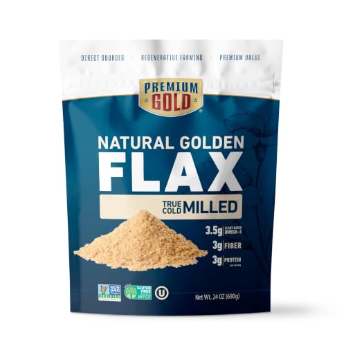 Premium Gold Whole Milled Flaxseed 24 oz, Gluten-Free, Non-GMO, Kosher, Fine Milled Flaxseed, High Fiber, Source of Omega-3, Plant-Based Protein