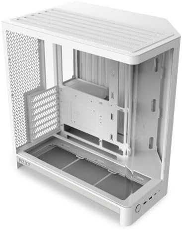 NZXT H6 - Compact Dual-Chamber ATX PC Case - White | Dual-chamber ATX case supporting up to 10 120mm fans and 360mm radiators, with back-connect motherboard compatibility.