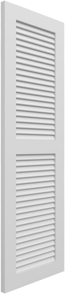 18"W x 60"H True Fit PVC Two Equal Louver Shutters, Unfinished (Per Pair - Hardware Not Included)