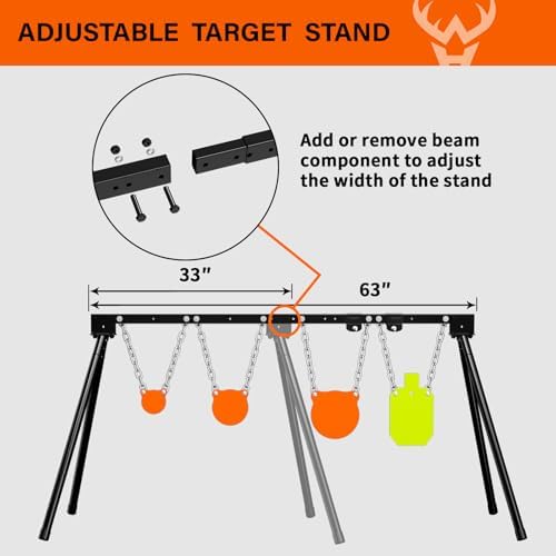 Highwild Expandable AR500 Steel Targets System 3/8" Thick Complete Shooting Targets with Stand, 4", 6", 8" Gongs + 7" x 12" Torso with 1 Stand