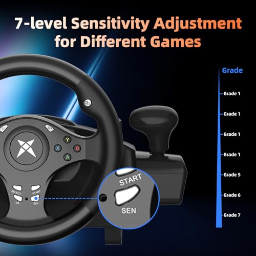 DOYO Gaming Steering Wheel with Pedals for PC, Xbox One, Xbox Series X