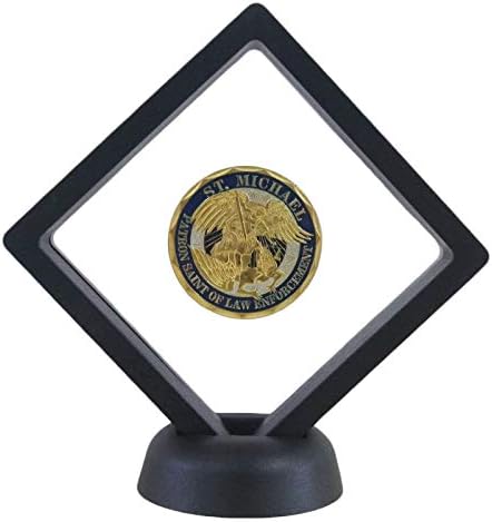 Challenge Coins Display Stand, Medallion Jewelry Specimen Holder, Military Medal Clear Floating Frame Case Box, 3.5"x3.5"x0.8"