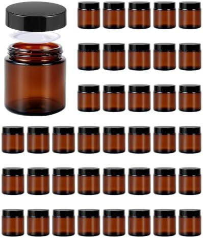 2 oz Glass Jars with Lids, Hoa Kinh 24 Pack Clear Small Cosmetic Glass Jars