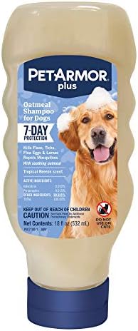 PetArmor Plus Flea & Tick Oatmeal Shampoo Dogs, 7-Day, Tropical, 18oz