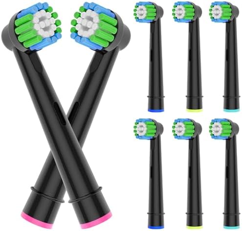 8pcs Replacement Heads Compatible with Oral B Electric Toothbrush, 4pcs Precision Clean and 4pcs Cross Clean Brush Heads, Black