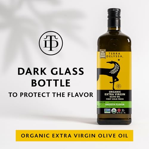 Terra Delyssa First Cold Pressed Organic Extra Virgin Olive Oil, Single Sourced, 500 ML (17 fl. oz) Dark Glass Bottle - 3 Pack, Non-GMO, Naturally Rich in Antioxidants and Polyphenols