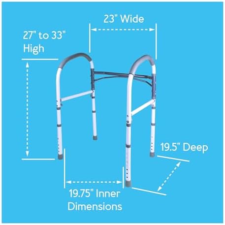 Carex Toilet Safety Rails, Adjustable and Detachable Toilet Safety Frame with Handles for Elderly, Handicap, or Disabled