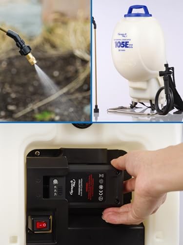 Sprayers Plus 105ex Backpack Sprayer 4 Gallon Battery Powered, 20V Lithium Battery, Chemcial Resistant Viton Seals Brass Wand