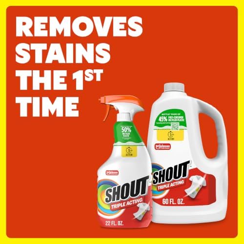 Shout Triple-Acting Laundry Stain Remover for Everyday Stains Liquid Refill, 60 Fl Oz