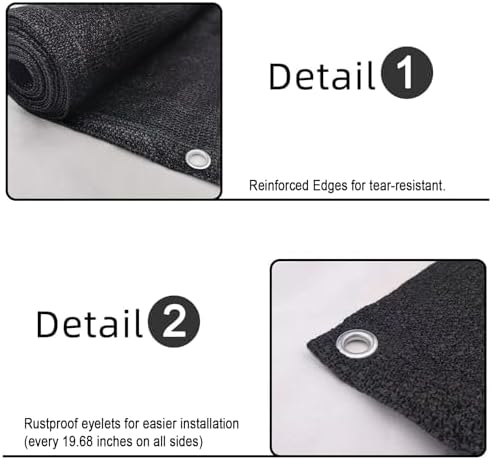 SUNLAX 3'x10' Black Balcony Privacy Screen Fence Windscreen 90% UV Block