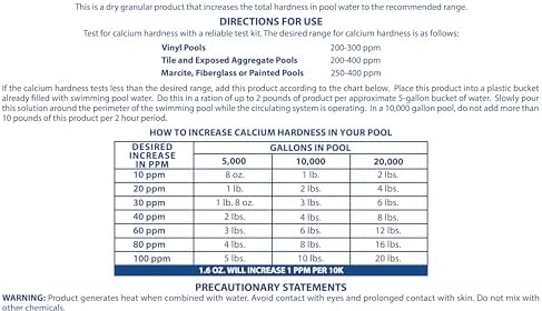 Pool Mate 25-Pounds Premium Calcium Hardness Increaser for Pools | Calcium Up, 100% Calcium Chloride, 8 ounces raises calcium hardness level 10 ppm per 5,000 gallons of water, Made in USA