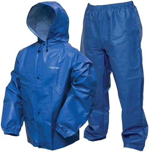FROGG TOGGS Men's Pro Lite Rain Suit, Waterproof, Breathable, Dependable Wet Weather Protection, Carbon Black, XL/XXL
