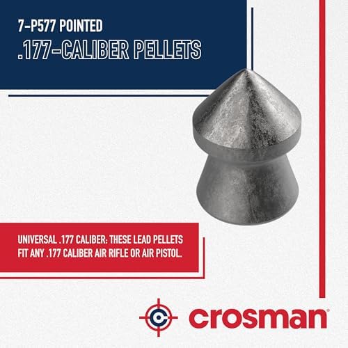 Crosman .177-Caliber Pointed Lead Pellets for Air Rifles and Air Pistols - 500 Count Tin - Lead