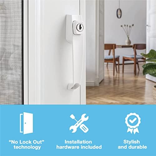 Wright Products - Tie Down Keyed Push Button Door Latch for Screen and Storm Doors, White