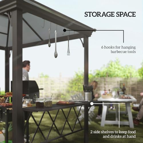 Outsunny 9 x 5 ft. Grill Gazebo Hardtop 2-Tier Polycarbonate Roof Shelves