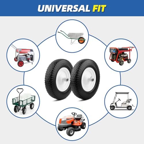 Wheelbarrow Tire - FLAT FREE- Never have a Flat Again - Universal Fit - 10 Year Warranty - Industrial Grade