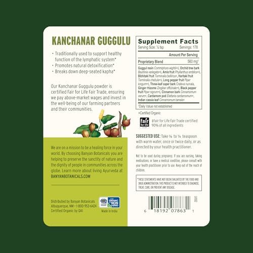 Banyan Botanicals Kanchanar Guggulu Powder – Organic Kanchanar Guggulu – Promotes Healthy Elimination of Natural Toxins* – 3.5oz – Non-GMO