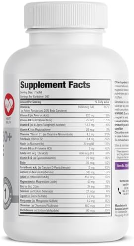 Bronson ONE Daily Women 50+ Complete Multivitamin Multimineral, 180 Tablets | Once-Daily, Targeted Nutrition For Active Women Over 50, Non-GMO, Gluten-Free, Soy-Free
