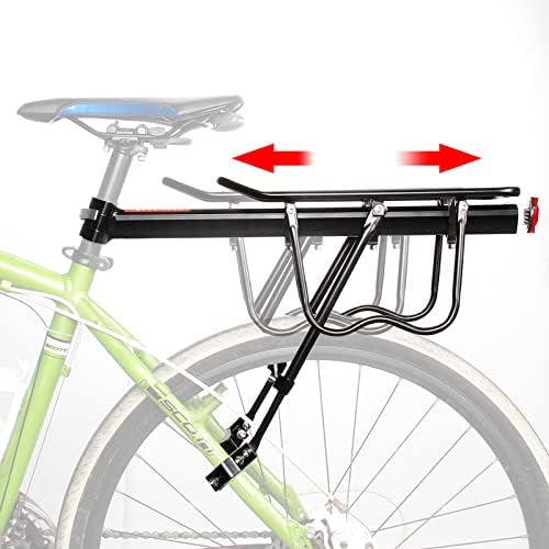 HOMEE Rear Bike Rack, Bike Cargo Racks Frame for 26"-29" Frames | Aluminum Alloy Universal Adjustable Cycling Equipment Stand Footstock Bicycle Luggage Carrier with Tools and Reflector