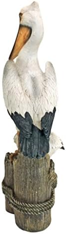 Design Toscano Coastal Decor Ocean's Perch Pelicans Garden Bird Statue, 9 Inch Wide, 24 Inch Tall, Cast Stone Resin, Full Color Finish
