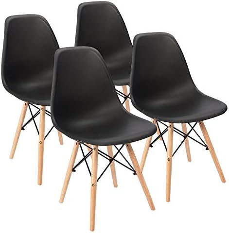 Furmax Modern Style Dining Chair Mid Century Modern DSW Chair, Shell Lounge Plastic Chair for Kitchen, Dining, Bedroom, Living Room Side Chairs Set of 4(White)