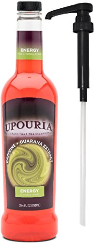 Sunny Sky Upouria Energy Functional Syrup with Caffeine and Guarana Extract, 100% Vegan and Gluten-Free, 750ml bottle - Pump included
