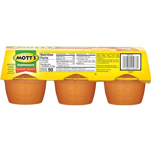 Mott's Mango Peach Applesauce, 4 oz cups, 6 count
