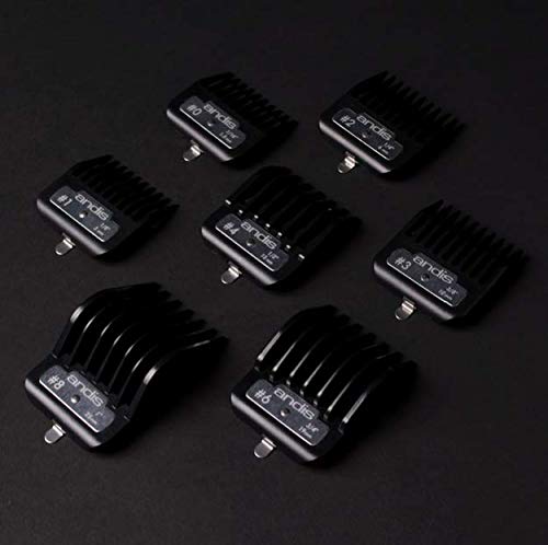 Andis Master Series Clipper Guard Comb Set, Fits ML, MLC, LCL & US-1 | 7-count metal-clip attachment combs, sizes 1/16in to 1in, easy to clean