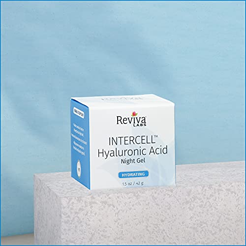 Reviva Labs Hyaluronic Acid Night Face Gel, Intercell Moisture Serum, 2 oz | Boosts skin moisture, overnight hydration, plumps & smooths