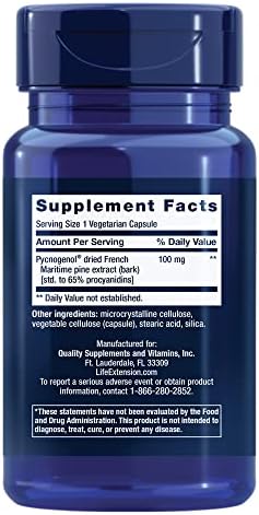 Life Extension Pycnogenol – French Maritime Pine Bark Extract – Scientifically Studied Healthy Aging & Vascular Health Supplement – Non-GMO, Gluten-Free, Vegetarian – 60 Capsules | Scientifically Studied Formula Supports Healthy Aging & Vascular Health,…