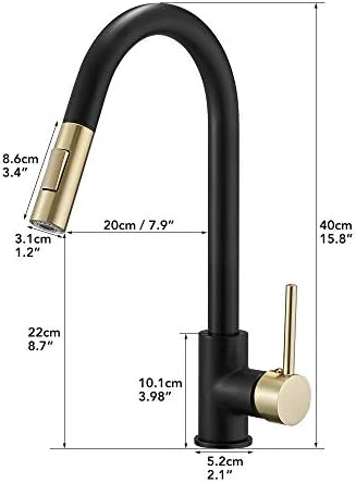Hoimpro Kitchen Sink Faucet with Pull Out Sprayer, Rv Kitchen Faucet Pull Down Sprayer