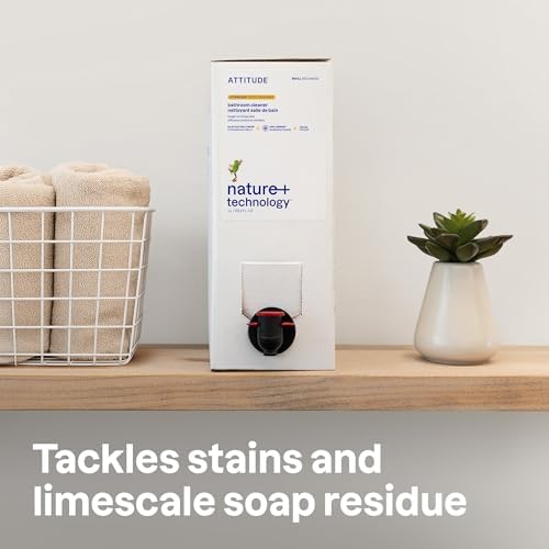 ATTITUDE Bathroom Cleaner Spray, EWG Verified, Plant-Based & Vegan, Safe for Bathroom Surfaces, Tiles, Tubs, Shower Walls, and Grout, Citrus Zest Scent, 27.1 Fl Oz