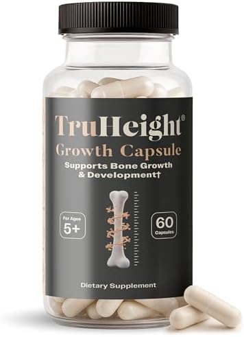 TruHeight Growth Capsules - Tall Nutrition for Natural Growth Supplement for Kids & Teens - Pediatric Vitamin D, K, Calcium & Ashwagandha - Bone Strength - Kids Vitamins D3 K2 Pills, Taller Ages 5+