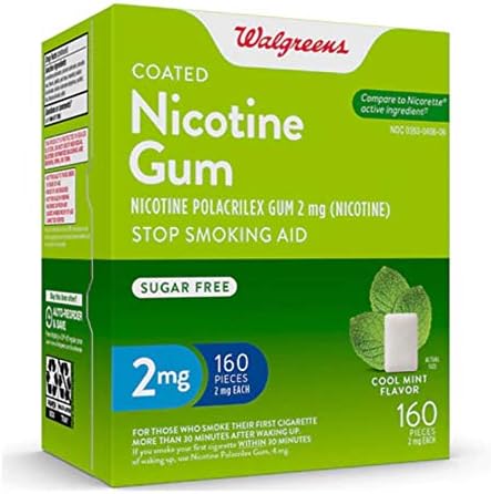 Walgreens Coated Nicotine Gum 2mg, Mint 160 ea