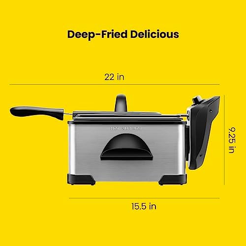 Chefman 4.5 Liter Deep Fryer w/Basket Strainer, XL Jumbo Size, Adjustable Temperature & Timer, Perfect for Fried Chicken, Shrimp, French Fries