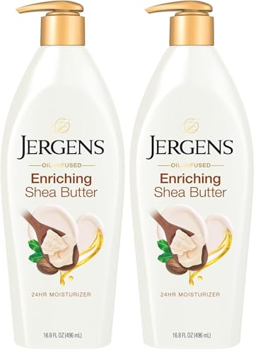 Jergens Shea Butter Body Lotion, Deep Moisturizer for Dry Skin, 16.8 fl oz | Enriching Hand and Body Lotion, Vitamin E, Extremely Dry Skin Relief, 2.5X More Radiant Skin, Deep Conditioning
