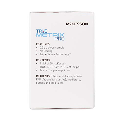 McKesson 06-R3051P-05 True Metrix Pro Professional Monitoring Blood Glucose Test Strip, Box of 50