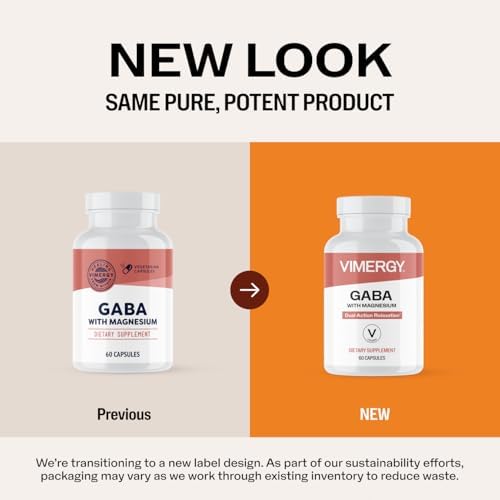 Vimergy GABA with Magnesium Supplement for Calm, 60 Capsules and Servings