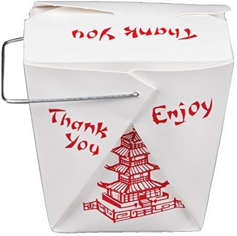 15 Count 16 oz Pagoda Wire Handle Chinese Takeout Box