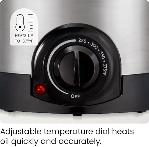 Chefman Fry Guy Deep Fryer with Removable Basket, Easy-to-Clean Non-Stick Coating and Cool-to-Touch Exterior, Adjustable Temperature Control