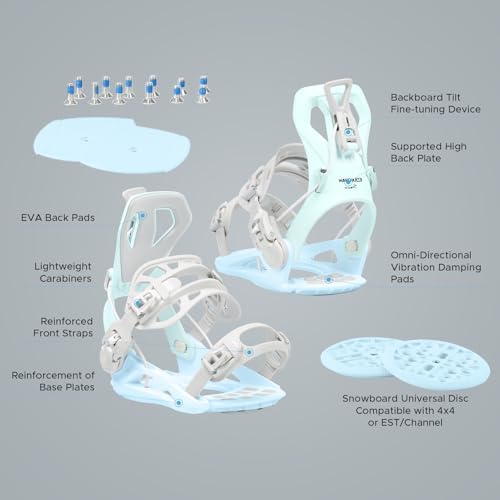 XCMAN Rear Step in Style Snowboard Bindings Lightweight Rear Entry All-Mountain Bindings for Men Women Easy in and Out