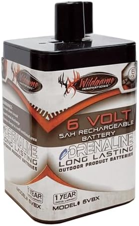 WILDGAME INNOVATIONS eDRENALINE 6V Spring Style Rechargeable Battery Outdoor Long-Lasting Powerful 6-Volt 5Ah Spring Top Battery