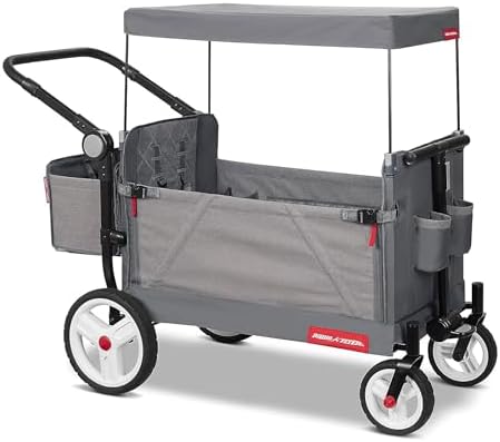 Radio Flyer Odyssey Collapsible Stroll N Wagon with Storage Bag, Light Gray