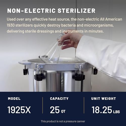 All American 1930 1941X Sterilizer - 41 qt - Non-Electric Sterilizer - Suitable for Any Heat Source - Includes Rack - Made in the USA