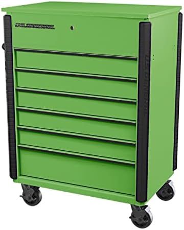 Storage Cabinet Featuring a Full Bank Tool Chest Service Cart on Wheels, Green