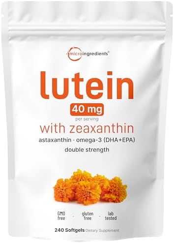 Micro Ingredients Lutein Zeaxanthin 40mg Per Serving | Omega-3 DHA + EPA