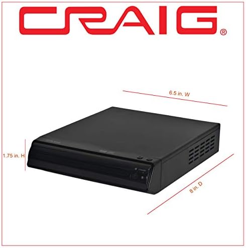 Craig CVD401A Compact HDMI DVD Player with Remote in Black | Compatible with DVD-R/DVD-RW/JPEG/CD-R/CD-R/CD | Progressive Scan | Up-Convert to 1080p |