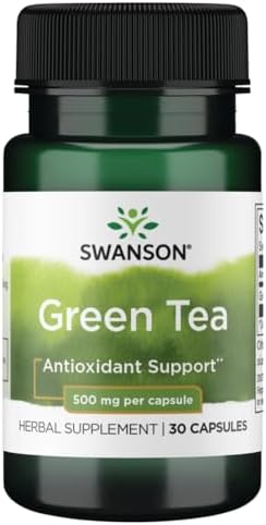 Swanson Green Tea Antioxidant Support 500 mg, 30 Capsules | Contains Antioxidant Polyphenols to Neutralize Free Radicals and Support Energy, Brain