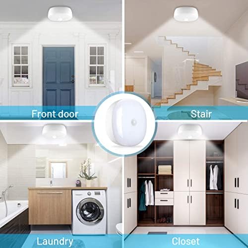 Battery Powered LED Ceiling Light Wireless Motion Sensor Light 300 Lumens 5W for Indoor Outdoor, Closet, Pantry, Stair, Garage, Basement