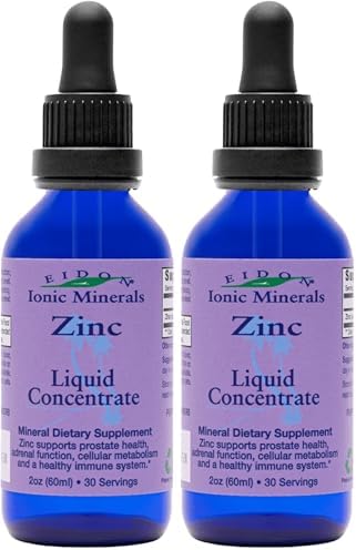 Eidon Ionic Minerals - Liquid Zinc Concentrate, Ionic Zinc Sulfate - 2 oz | Supplement Drops for Men, Women, & Kids, Support Immune System, Hair and Skin, Liver and Kidney Health